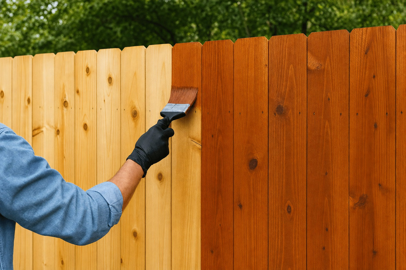 Fence staining and sealing