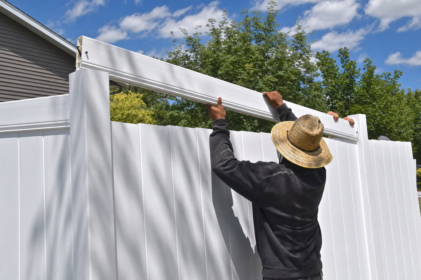 Vinyl fence installation